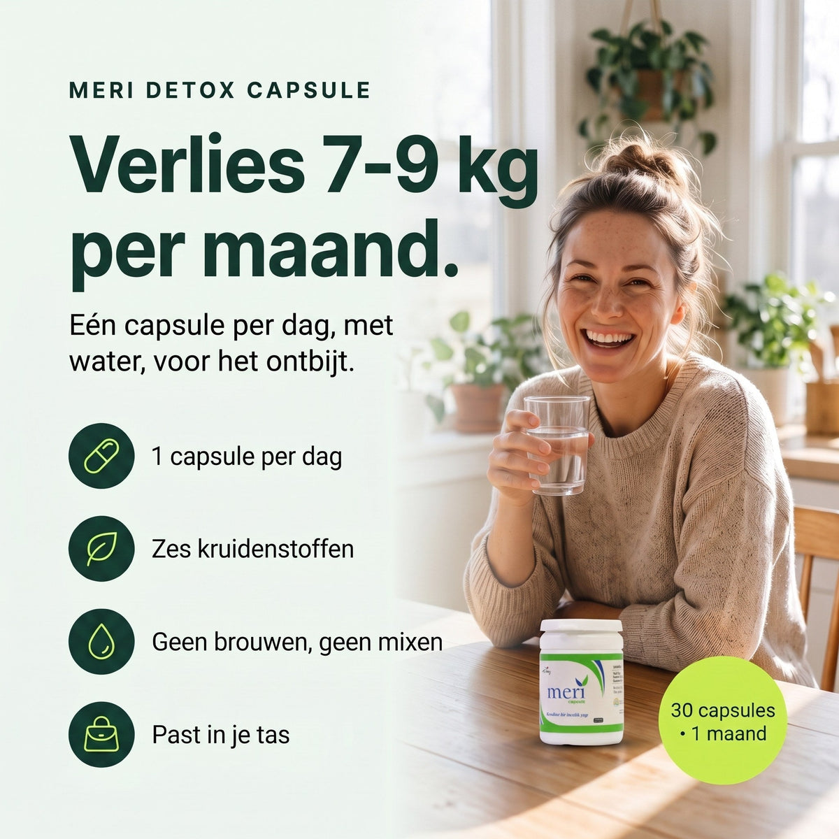 Meri Detox Capsule: Verlies 7 tot 9 kg in een maand.