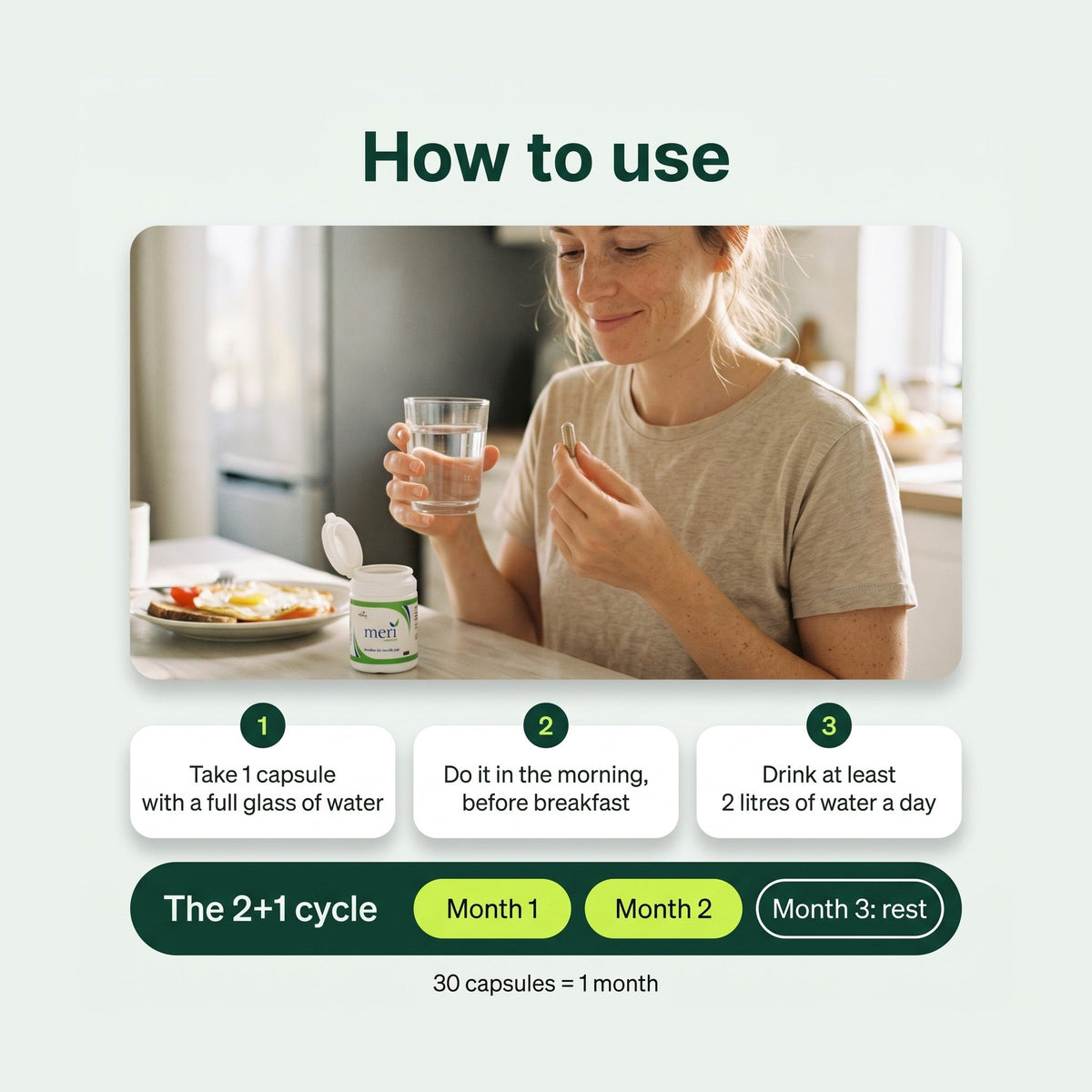 Meri Detox Kapsel: Anwendung